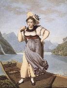 Gabriel Lory fils Elisabeth Grossmann,La Beautiful Bateliere of Brienz oil painting picture wholesale